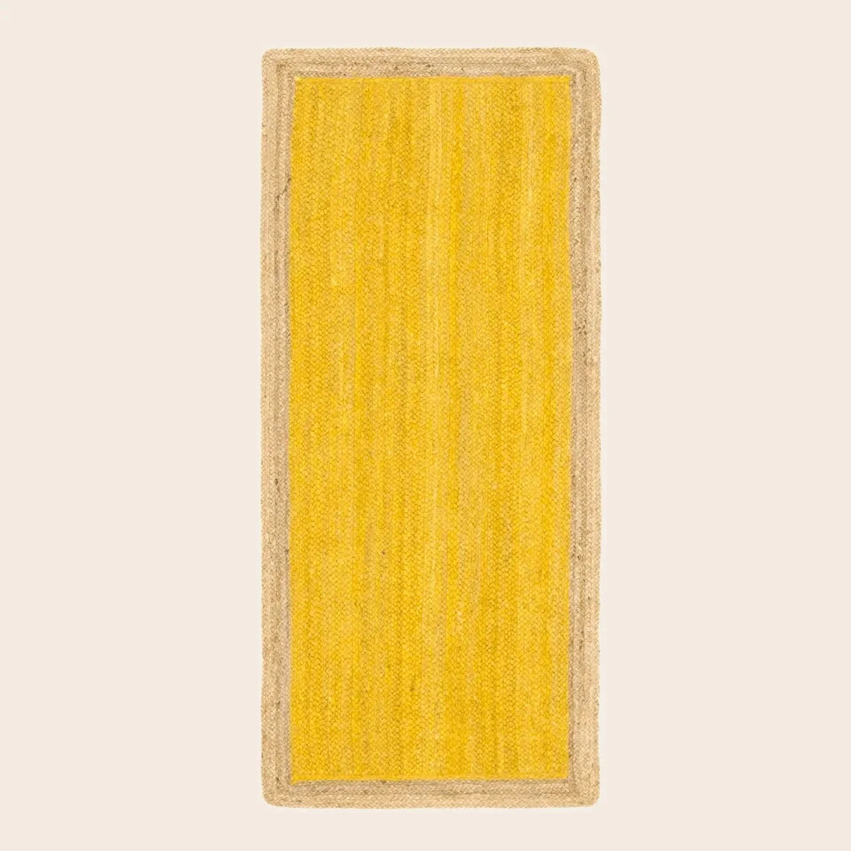 Yellow Rectangular Jute Rug