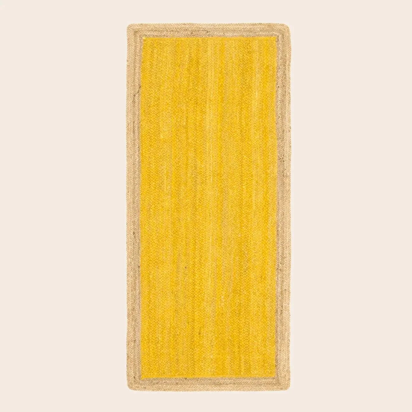 Yellow Rectangular Jute Rug