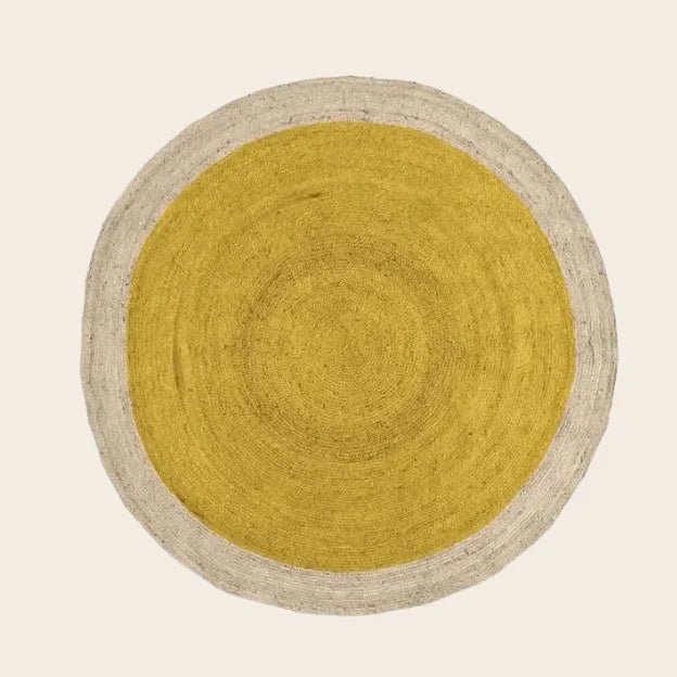 Yellow Round Jute Rug