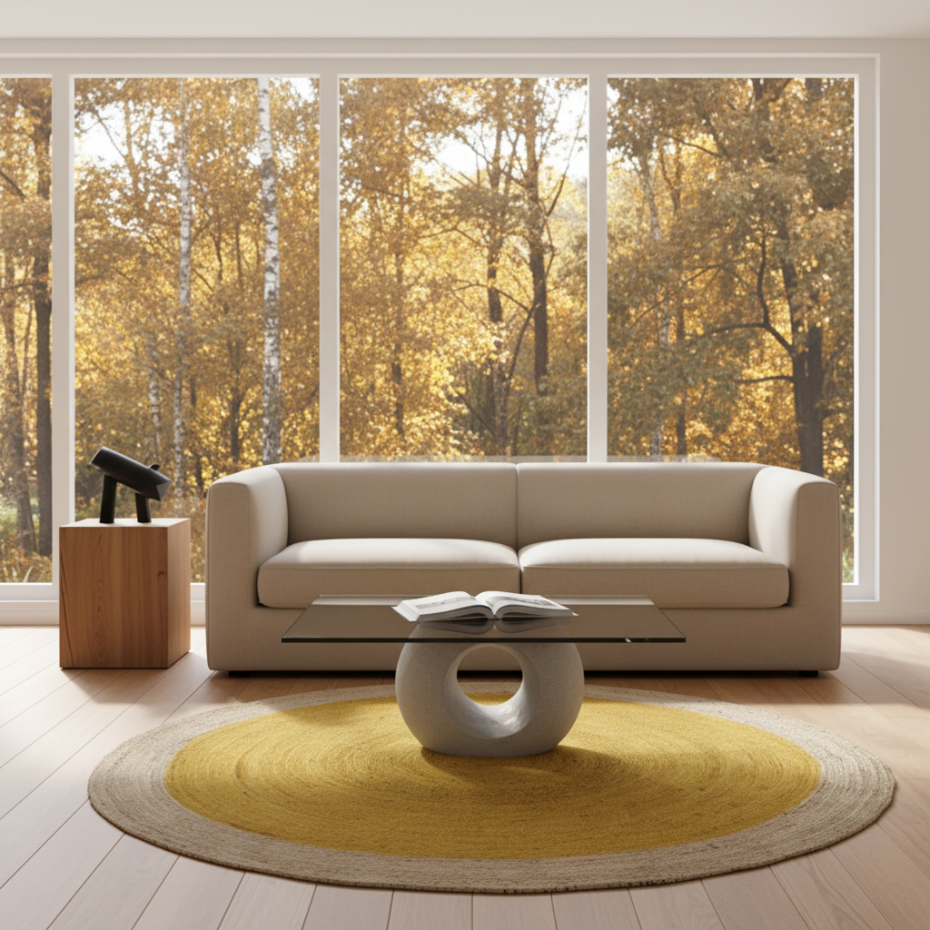 Yellow Round Jute Rug
