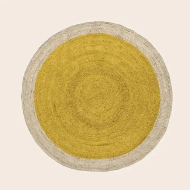 Yellow Round Jute Rug