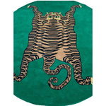 Yellow Tibetan Tiger Green Hand Tufted Round Rug - Green - MAIA HOMES