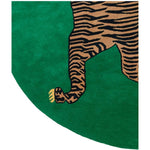 Yellow Tibetan Tiger Green Hand Tufted Round Rug - Green - MAIA HOMES