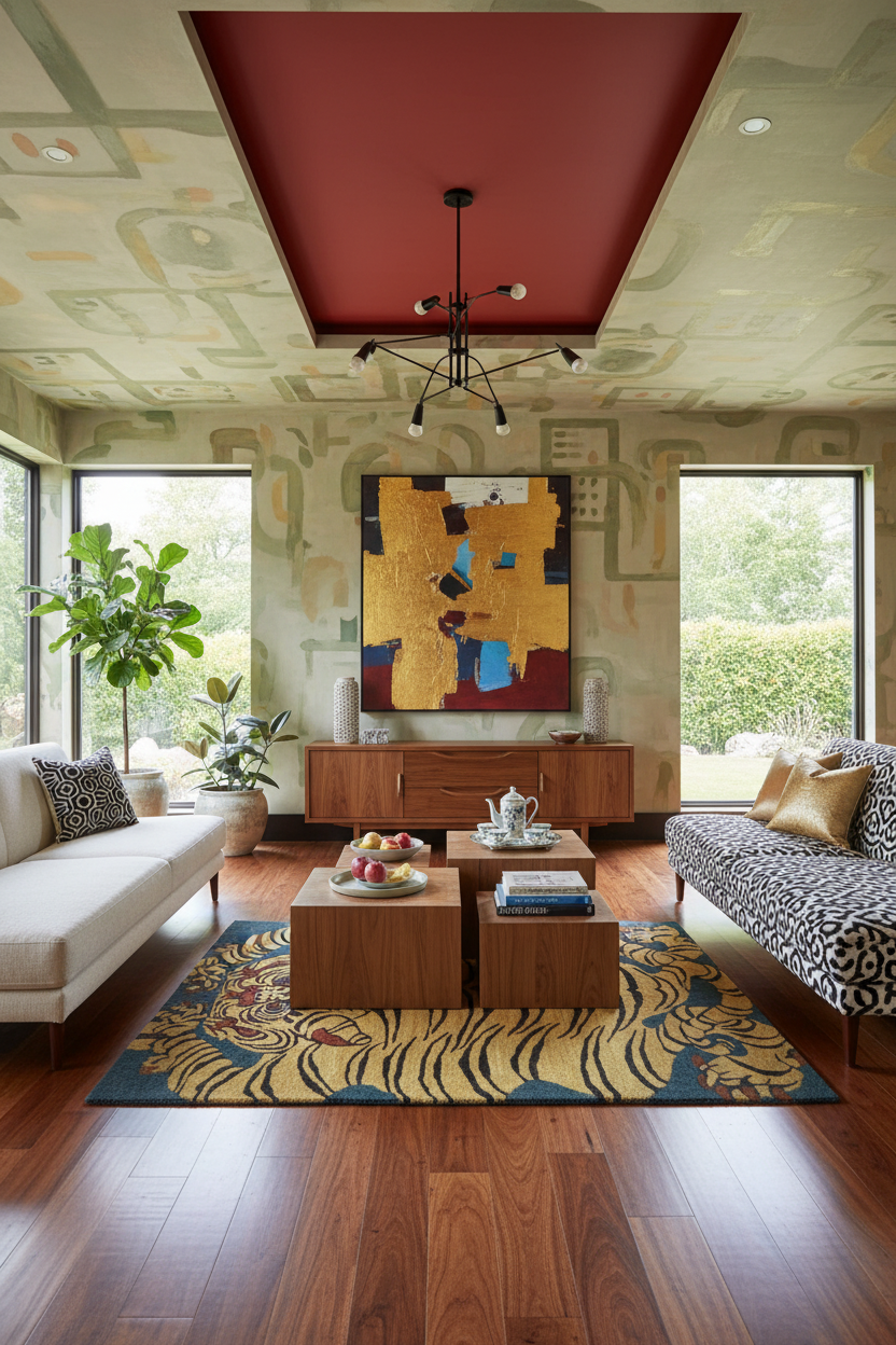 Yellow Tibetan Tiger Hand Tufted Wool Rug