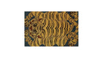 A striking Yellow Tibetan Tiger hand-tufted wool rug, perfect for adding a bold statement to any living room. This large area rug features an abstract tiger design, ideal for those seeking unique rugs for the living room.