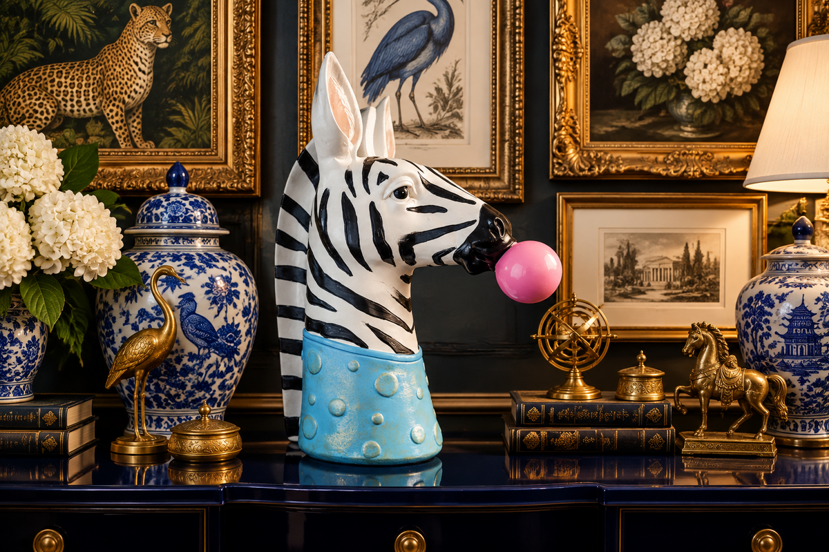Zebra Blowing Bubbles Decorative Vase
