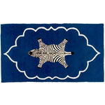 Zebra in the Royal House Hand Tufted Wool Rug - Dark Blue