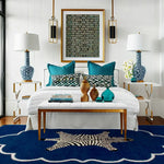 Zebra in the Royal House Hand Tufted Wool Rug - Dark Blue