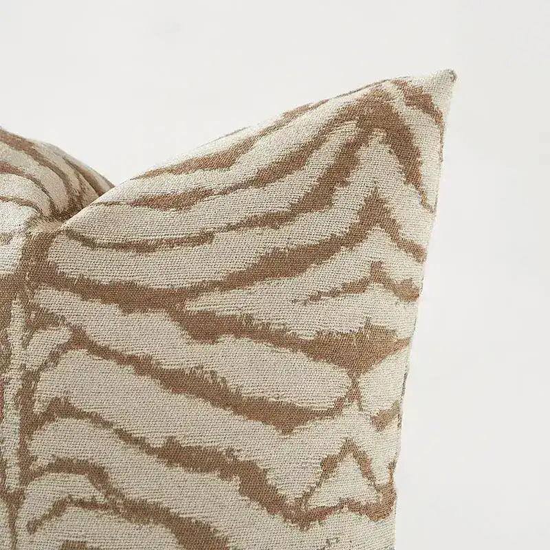 Zebra print jacquard throw pillow cover featuring a stylish design in neutral tones, perfect for home decor.