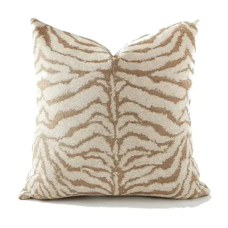Zebra print jacquard throw pillow cover featuring a stylish design in neutral tones, perfect for home decor.