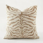 Zebra print jacquard throw pillow cover in neutral tones, perfect for home decor.