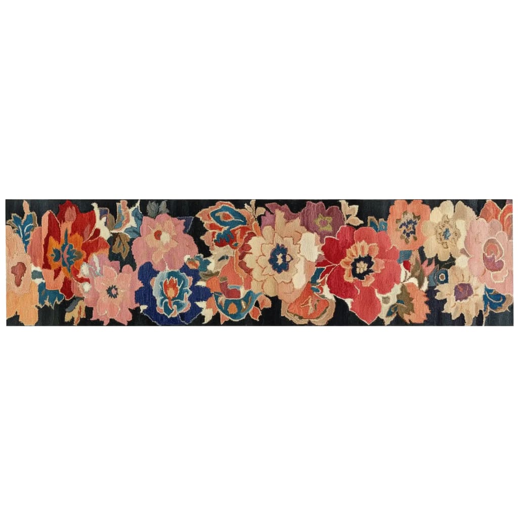 The Zenith Bloom Hand Tufted Wool Rug showcases a vibrant floral pattern with rich hues, perfect as a runner rug for kitchens, hallways, or bathrooms. This wool rug brings an artistic touch to any space, making it a stylish choice for kitchen runner rugs or hallway runner rugs.