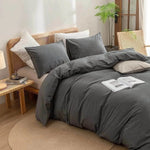 100% Cotton Duvet Cover Set - Charcoal Gray