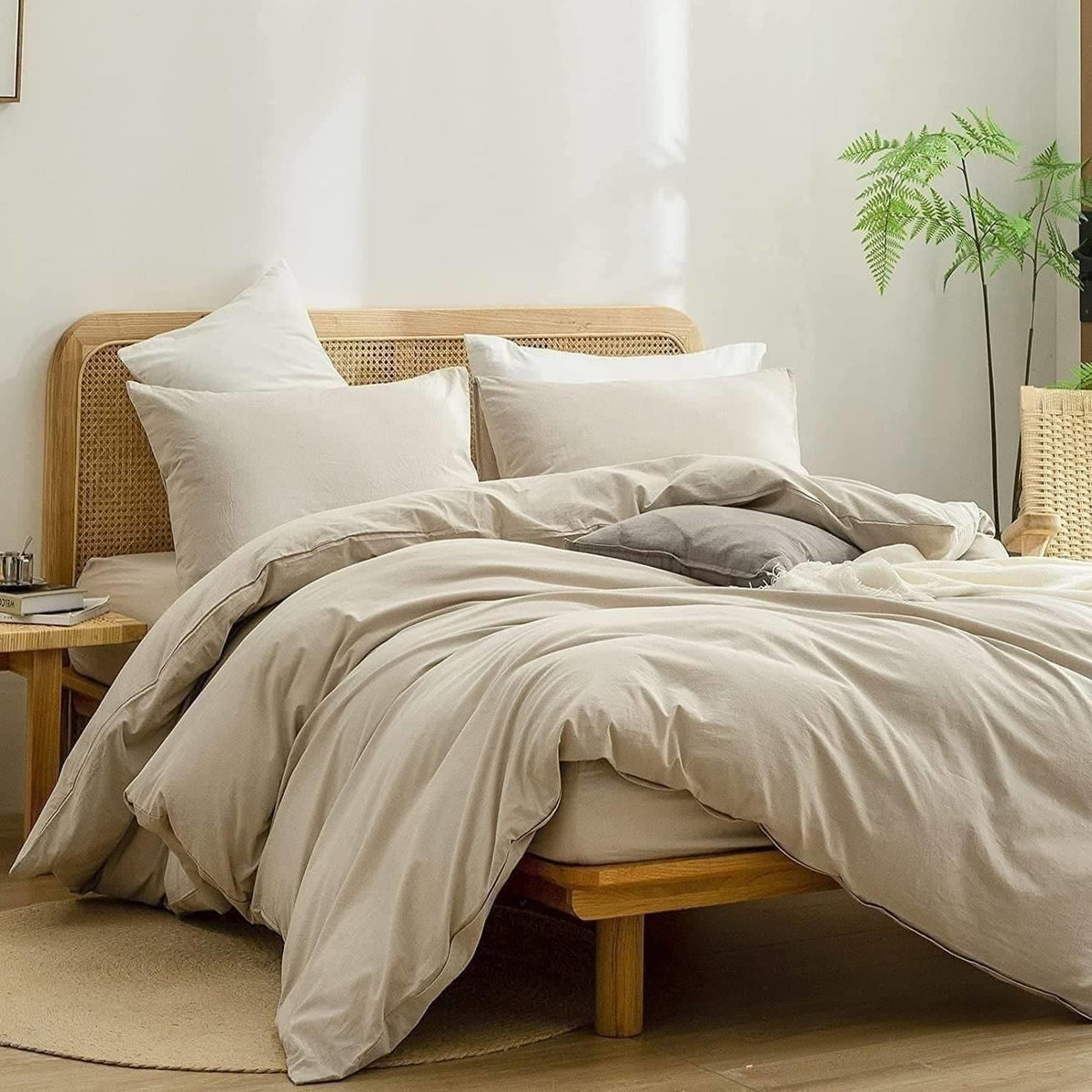 100% Cotton Duvet Cover Set - Cream