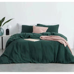 100% Cotton Duvet Cover Set - Dark Green Cotton Sheet Set