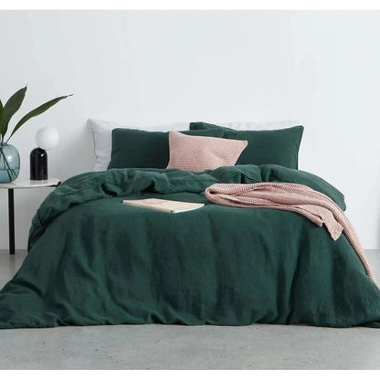 100% Cotton Duvet Cover Set - Dark Green - MAIA HOMES