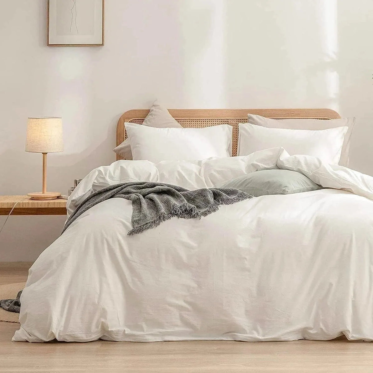 100% Cotton Duvet Cover Set - Ivory White Cotton Sheet Set