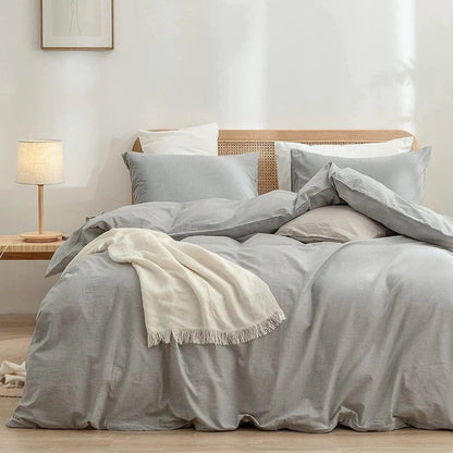 100% Cotton Duvet Cover Set - Light Gray - MAIA HOMES