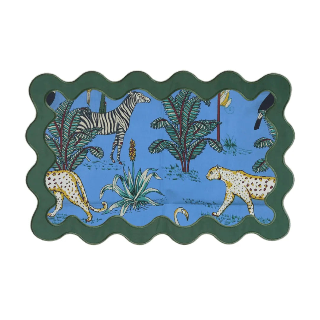 100% Cotton Green Scallop Safari Placemat Set