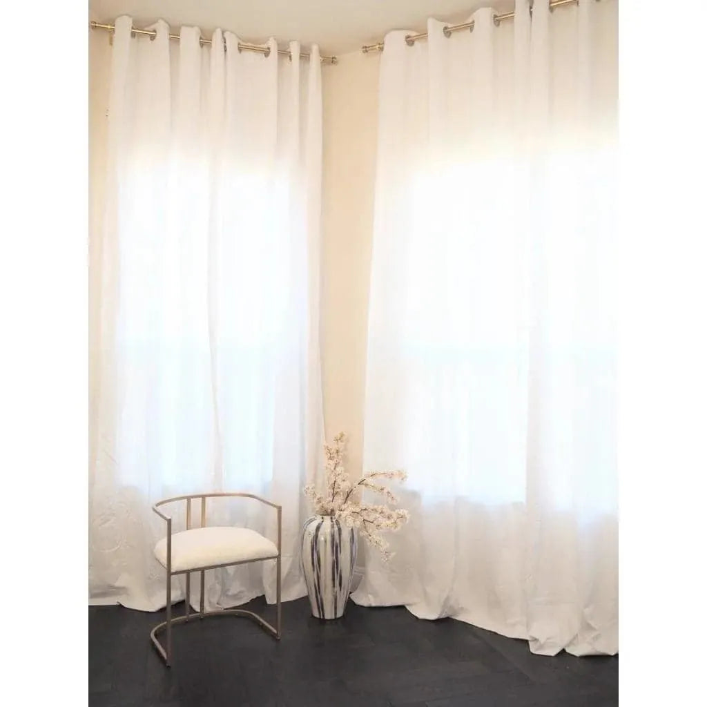 100% Cotton Room Darkening Curtains - 2 Panels, White