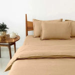 100% Cotton Satin Stripe 210 TC Duvet Cover Set - Beige 4 Piece Sheet Set