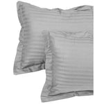 100% Cotton Satin Stripe 210 TC Duvet Cover Set - Light Gray