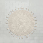 100% Non-Toxic Cotton Boho Round Crocheted Bath Rug with Tassels - Extra Large