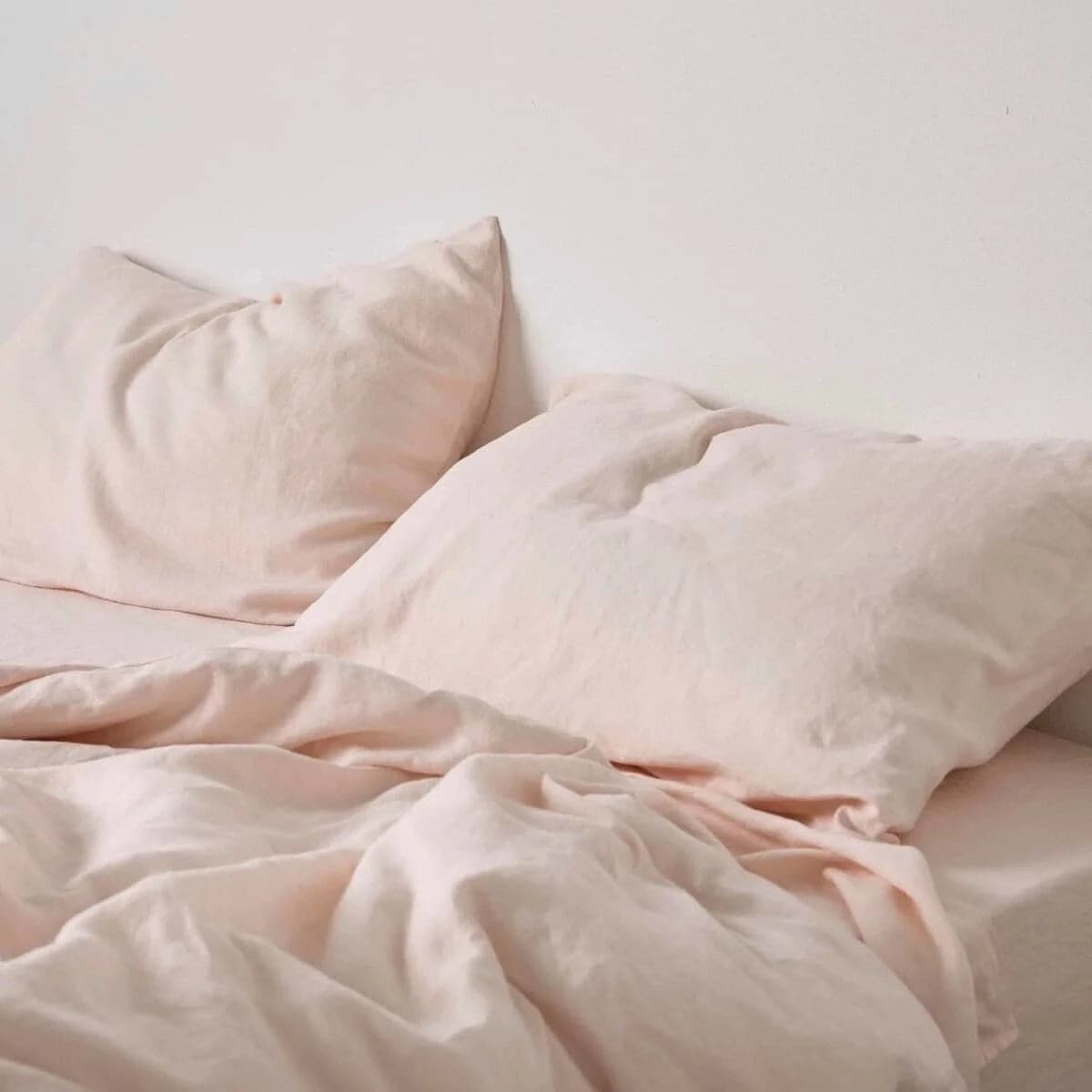 100% Pure Linen Duvet Cover Set - Baby Pink