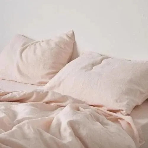 100% Pure Linen Duvet Cover Set - Baby Pink