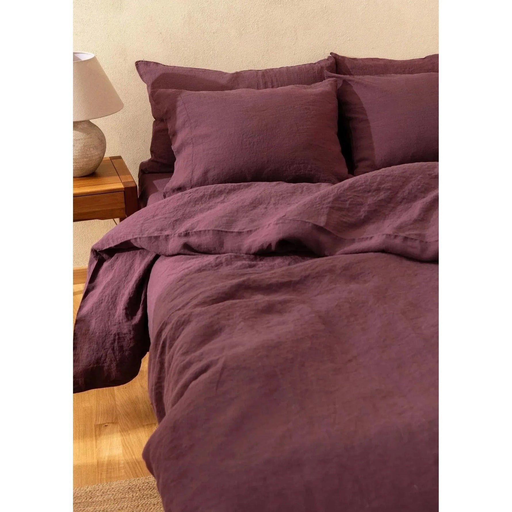 100% Pure Linen Duvet Cover Set - Berry