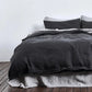 100% Pure Linen Duvet Cover Set - Charcoal Black - MAIA HOMES