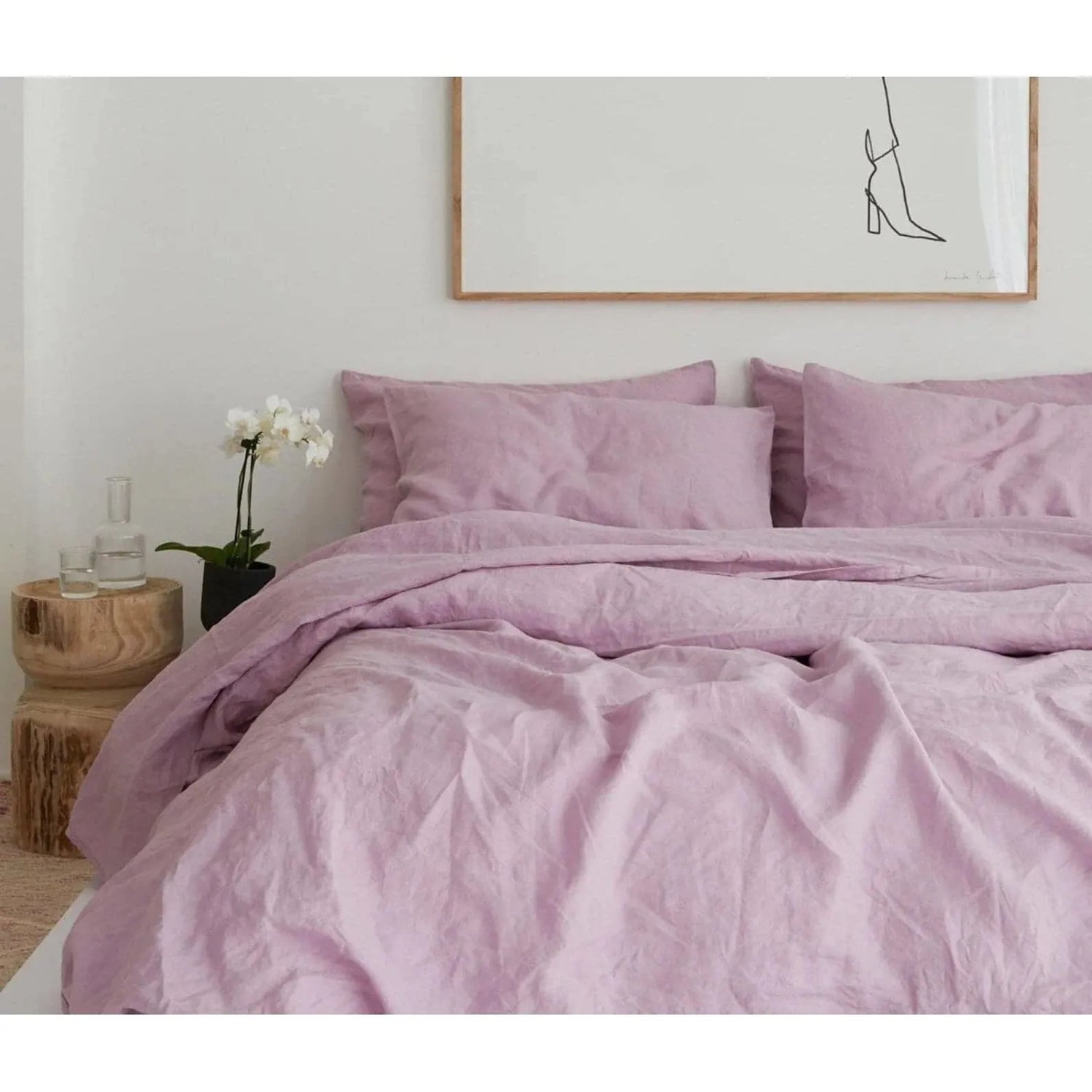 100% Pure Linen Duvet Cover Set - Lilac California King US