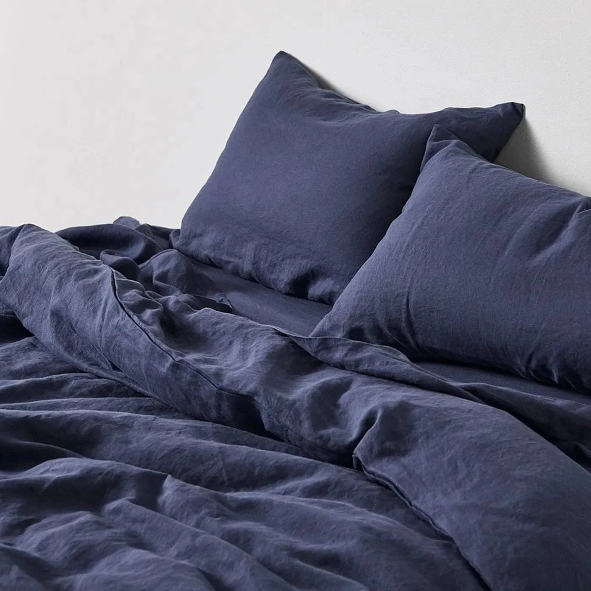 100% Pure Linen Duvet Cover Set - Navy Blue