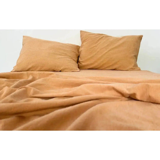 100% Pure Linen Duvet Set - Stone Washed Mustard Yellow - MAIA HOMES