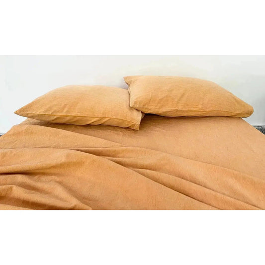 100% Pure Linen Duvet Set - Stone Washed Mustard Yellow - MAIA HOMES