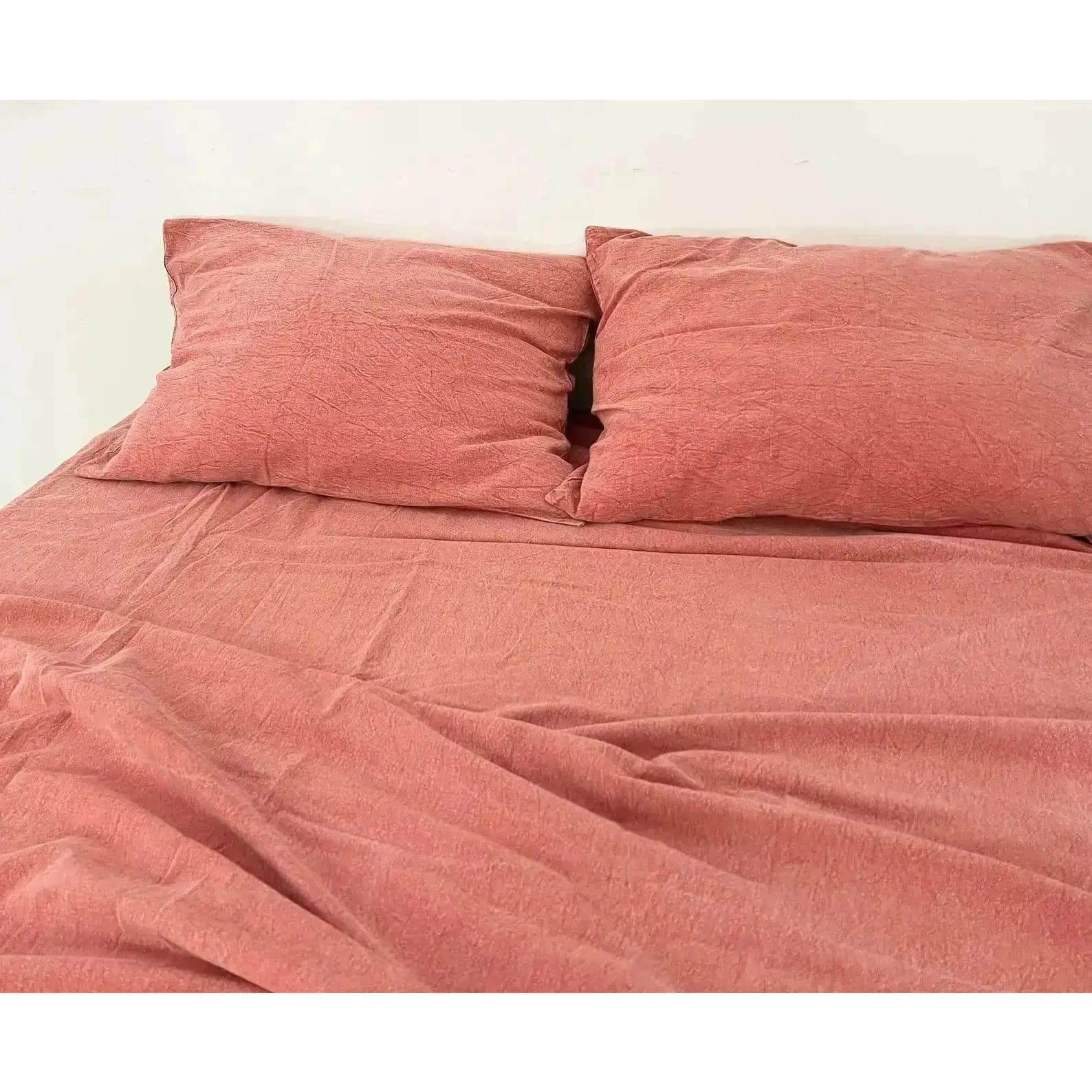 100% Pure Linen Duvet Set - Stone Washed Red Brick - MAIA HOMES