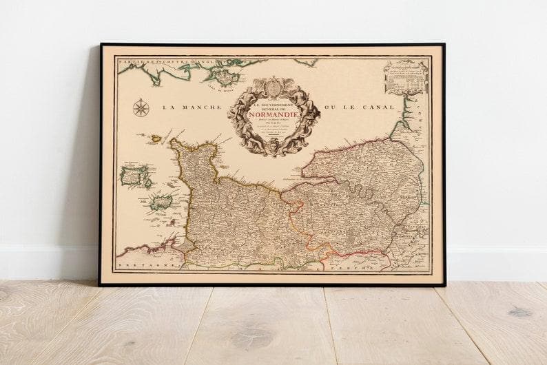 1711 Map of Normandy, France| Old Map of Normandy Print