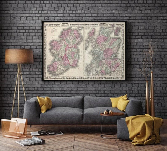 1862 Map of Scotland and Ireland| Scotland Old Map - MAIA HOMES