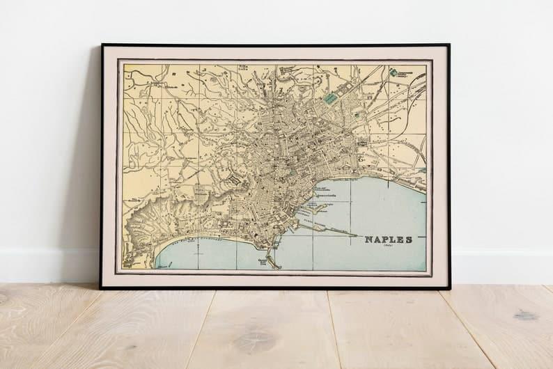 1901 Naples Map Print| Canvas Print Wall Art