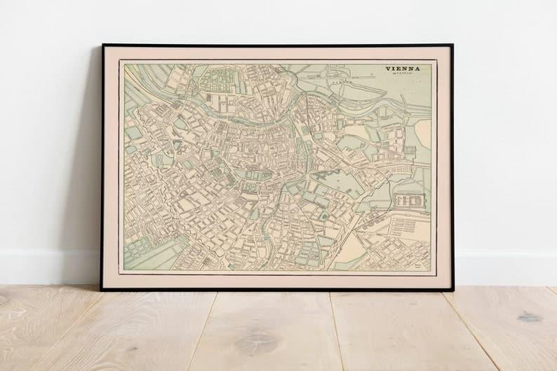 1901 Vienna Map Print| Canvas Print Wall Art