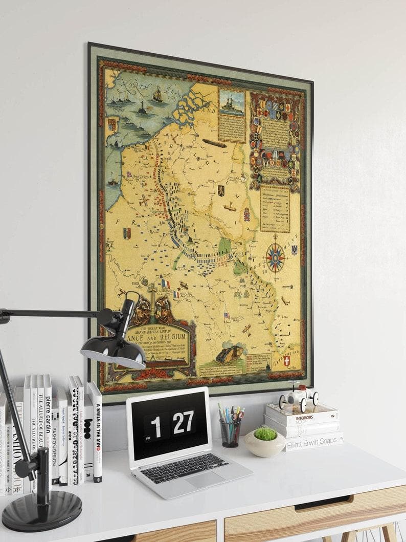 1918 World War 1 Map Print| Poster Print