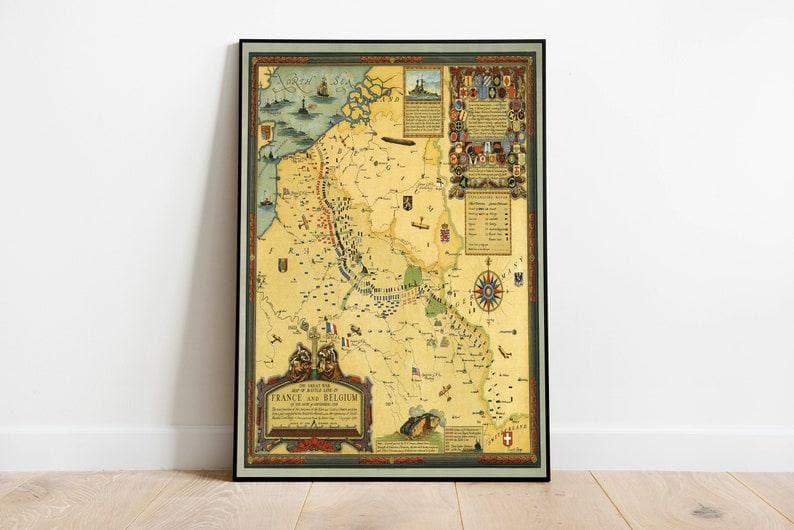 1918 World War 1 Map Print| Poster Print