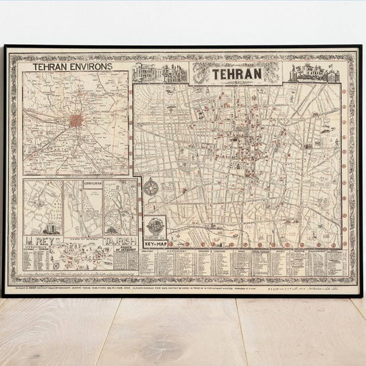 1956 Tehran Map Wall Art Print - MAIA HOMES