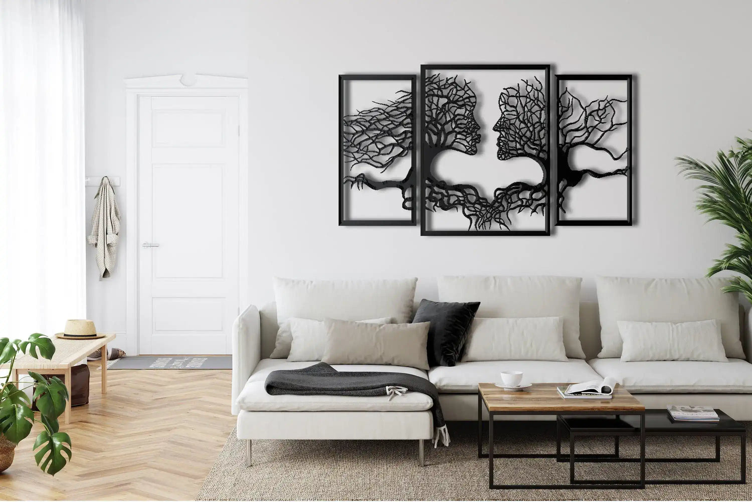 2 Facing Tree Metal Wall Decor