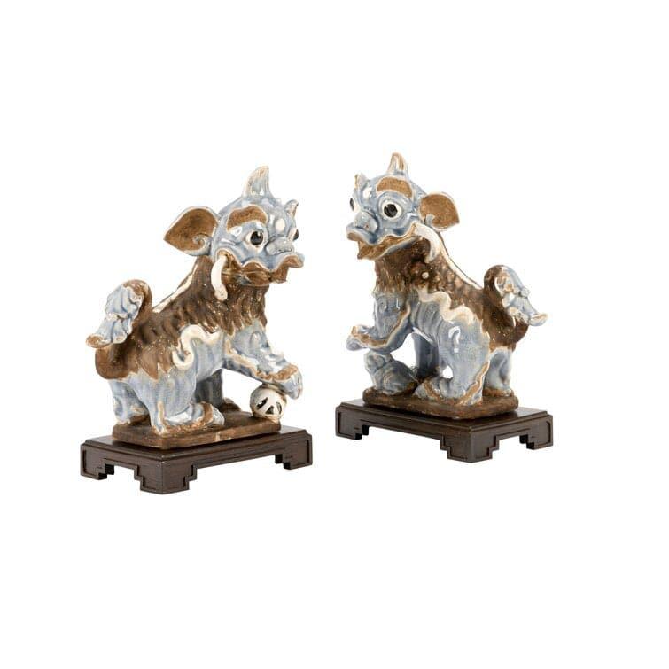 2 Piece Chinese Dogs Figurine Set