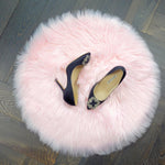 2' Round Artificial Wool Faux Fur Rug 2' Round Pink