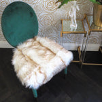 2' Round Artificial Wool Faux Fur Rug - Turquoise