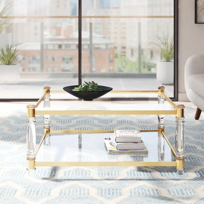 2 Tiered Acrylic Coffee Table with Storage