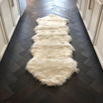 2' x 6' Animal Shape Artificial Wool Faux Fur Rug, White with Brown Tip