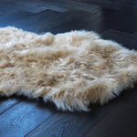 2' x 6' Animal Shape Artificial Wool Faux Fur Rug, White with Brown Tip